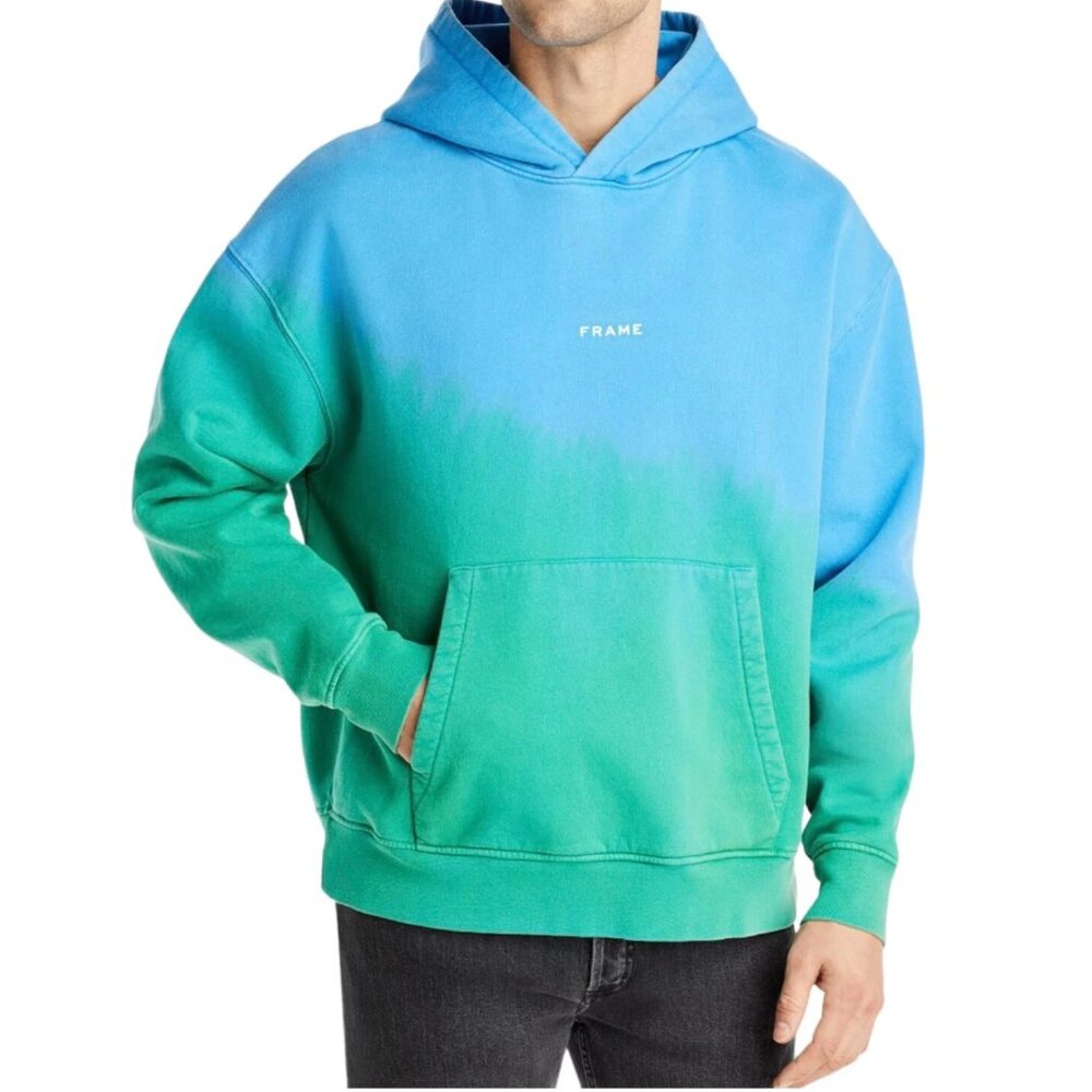 FRAME Blue/Green Tie Dye Hoodie Size Medium